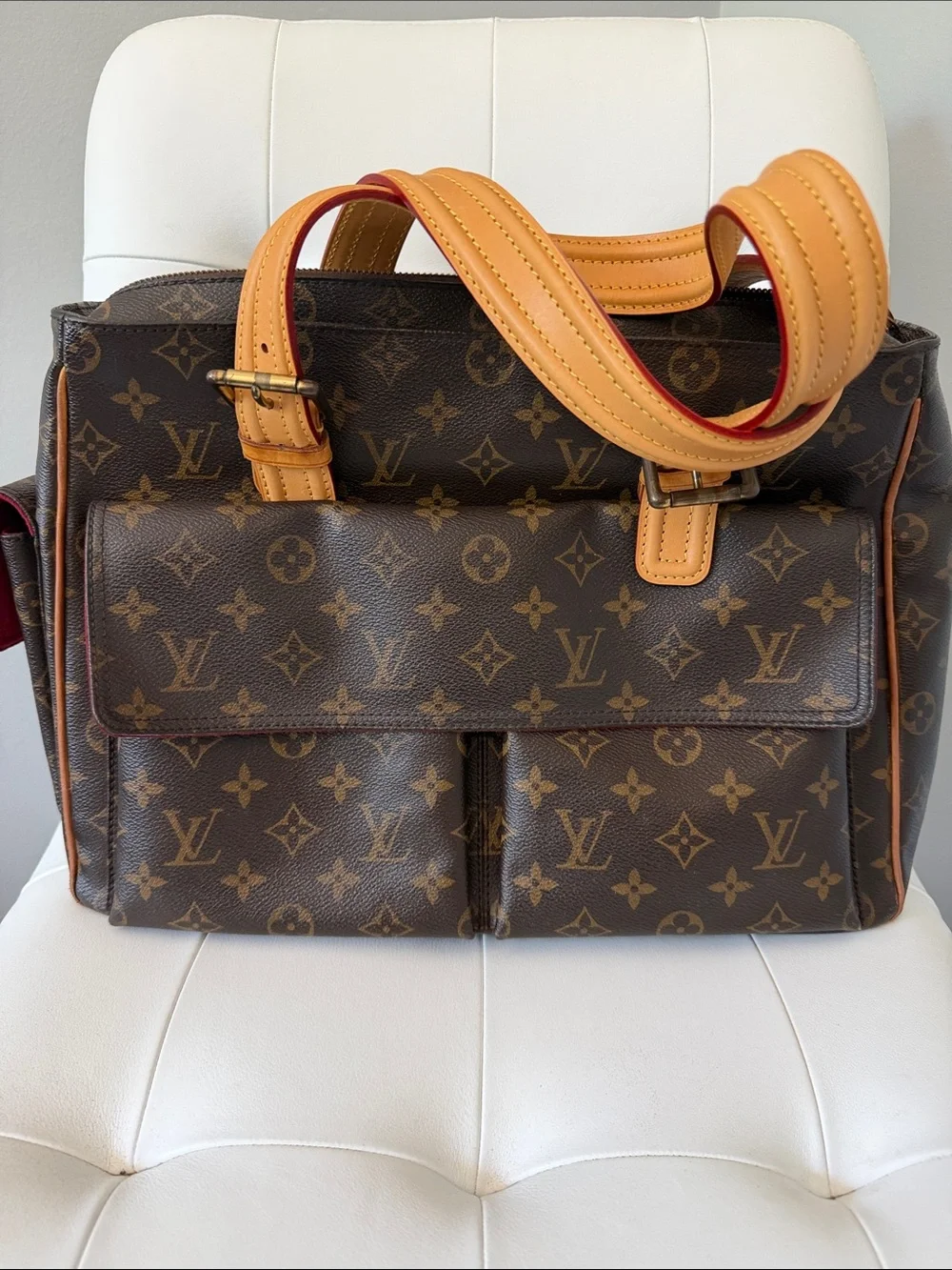SOLD Louis Vuitton Monogram Canvas Top-Handle Briefcase in Brown and Tan